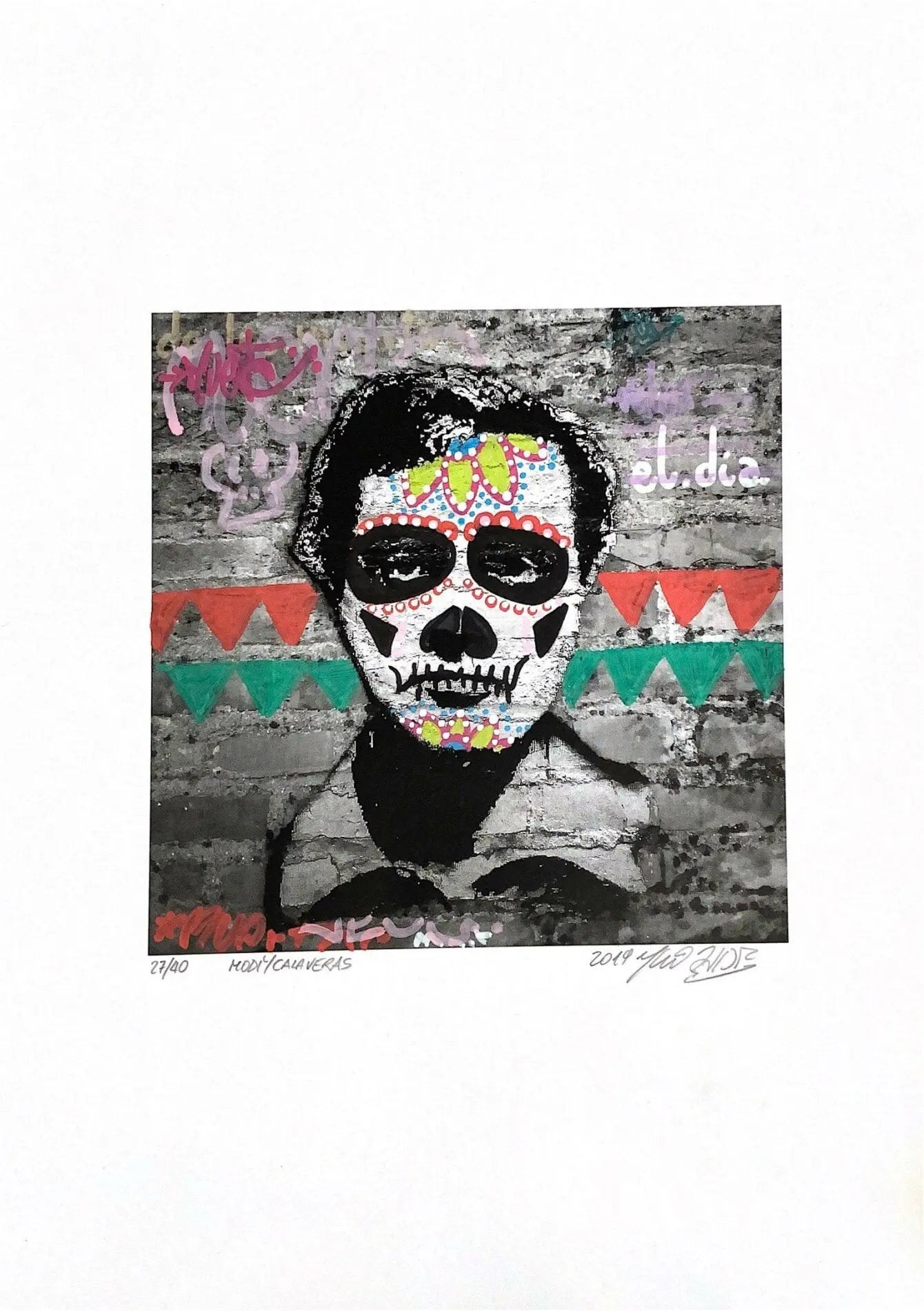 Modì Calaveras di Shife. Stampa giclée stampa su carta 200 gsm rappresentante un'interpretazione personale del viso di Modigliani, parte di una serie di stampe dell'artista | CD Studio d'Arte