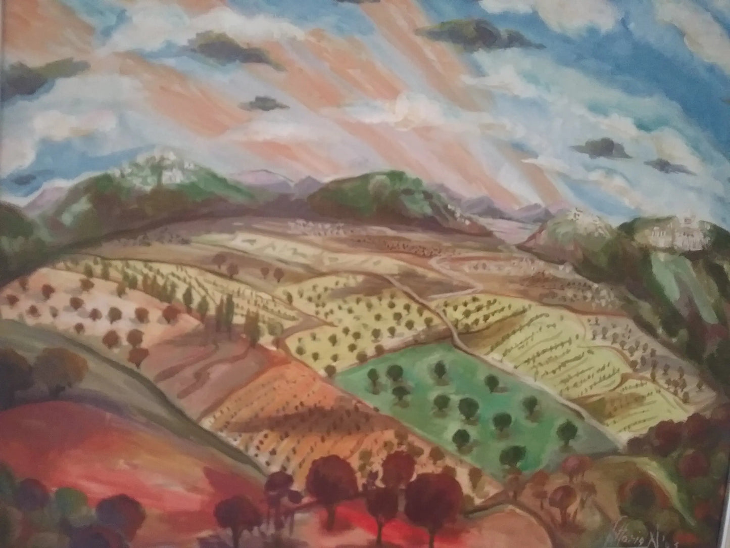 Paesaggio orizzonte semicircolare 5 di Vittoria Andretta. Opera unica tecnica mista su tela rappresentante i momenti più intensi della sua vita | Cd Studio d'Arte