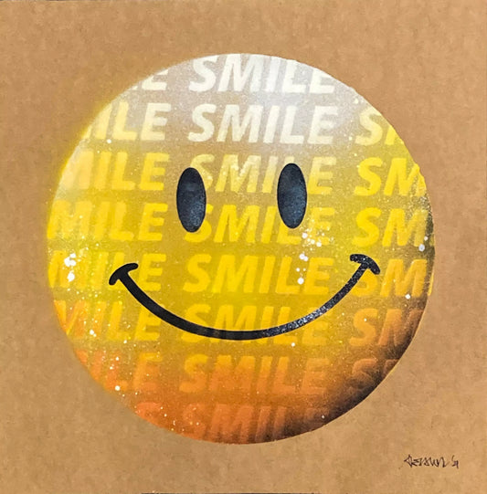 Smile Cardboard Edition di Alessio-B. Opera unica tecnica mista su cartone rappresentante uno Smile | Cd Studio d'Arte