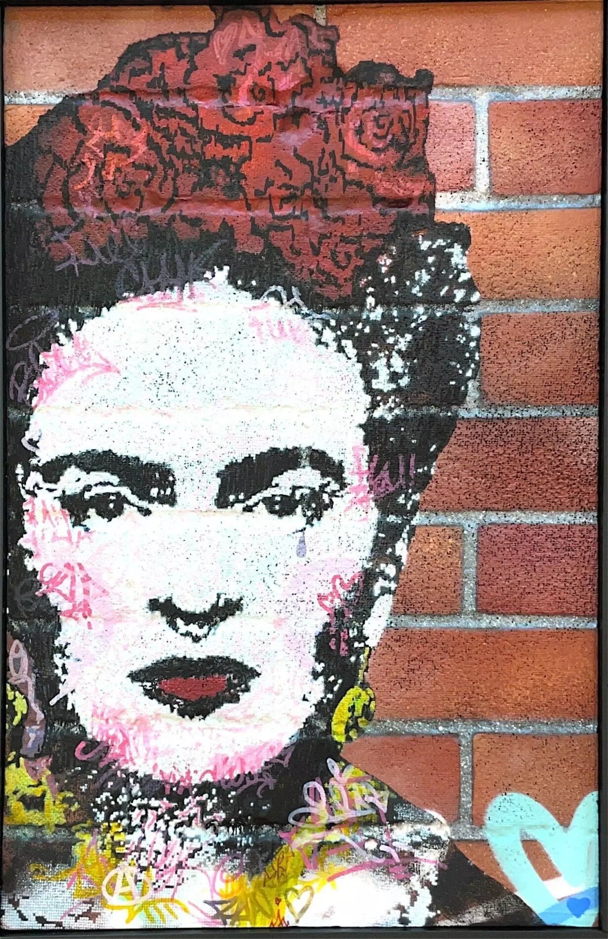 Frida di Shife. Opera unica acrilico e smalto su fusione acrilica di polistirene rappresentante l'iconica pittrice messicana Frida Kahlo | CD Studio d'Arte