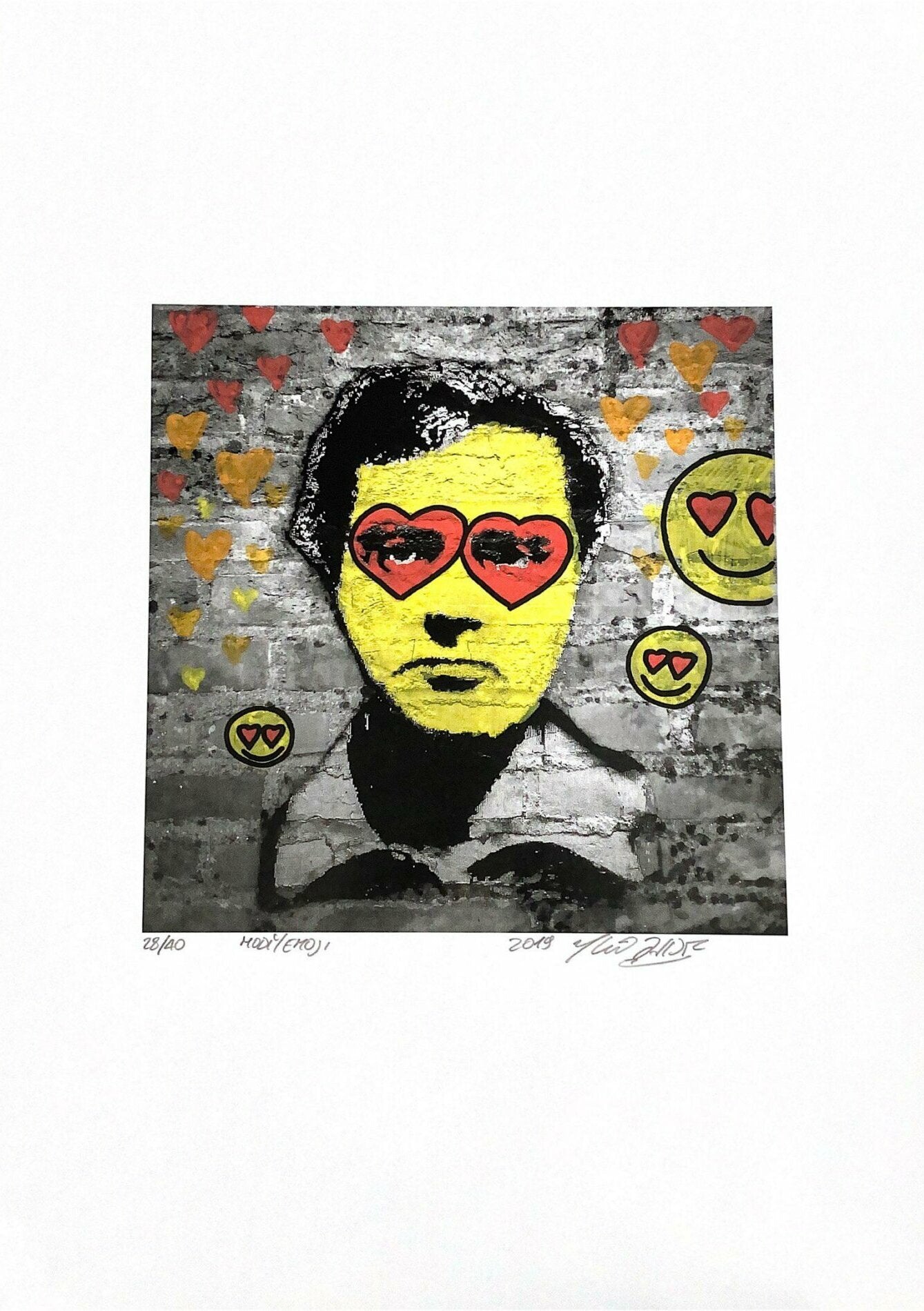 Modì Emoji di Shife. Stampa giclée stampa su carta 200 gsm rappresentante un'interpretazione personale del viso di Modigliani, parte di una serie di stampe dell'artista | CD Studio d'Arte