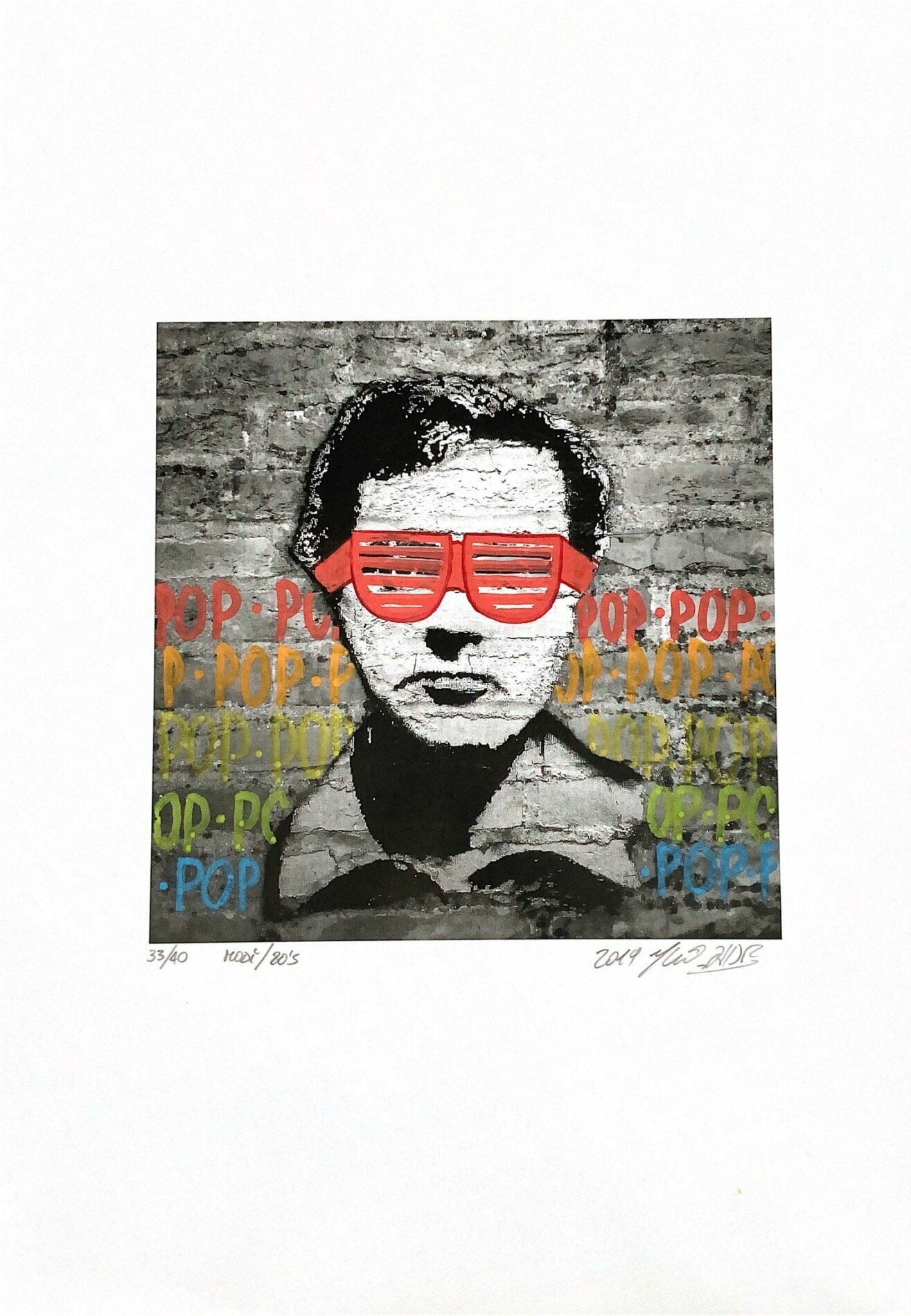 Modì 80's di Shife. Stampa giclée stampa su carta 200 gsm rappresentante un'interpretazione personale del viso di Modigliani, parte di una serie di stampe dell'artista  | CD Studio d'Arte