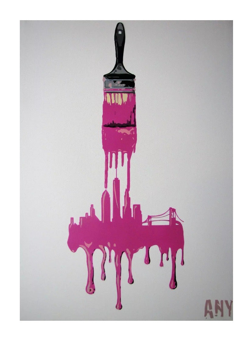 Big Bubble di Any. Opera unica spray e stencil su tela rappresentante connessioni allo scenario di New York, come ricorda l'acronimo presente nel nome dell'artista "About New York"  | CD Studio d'Arte