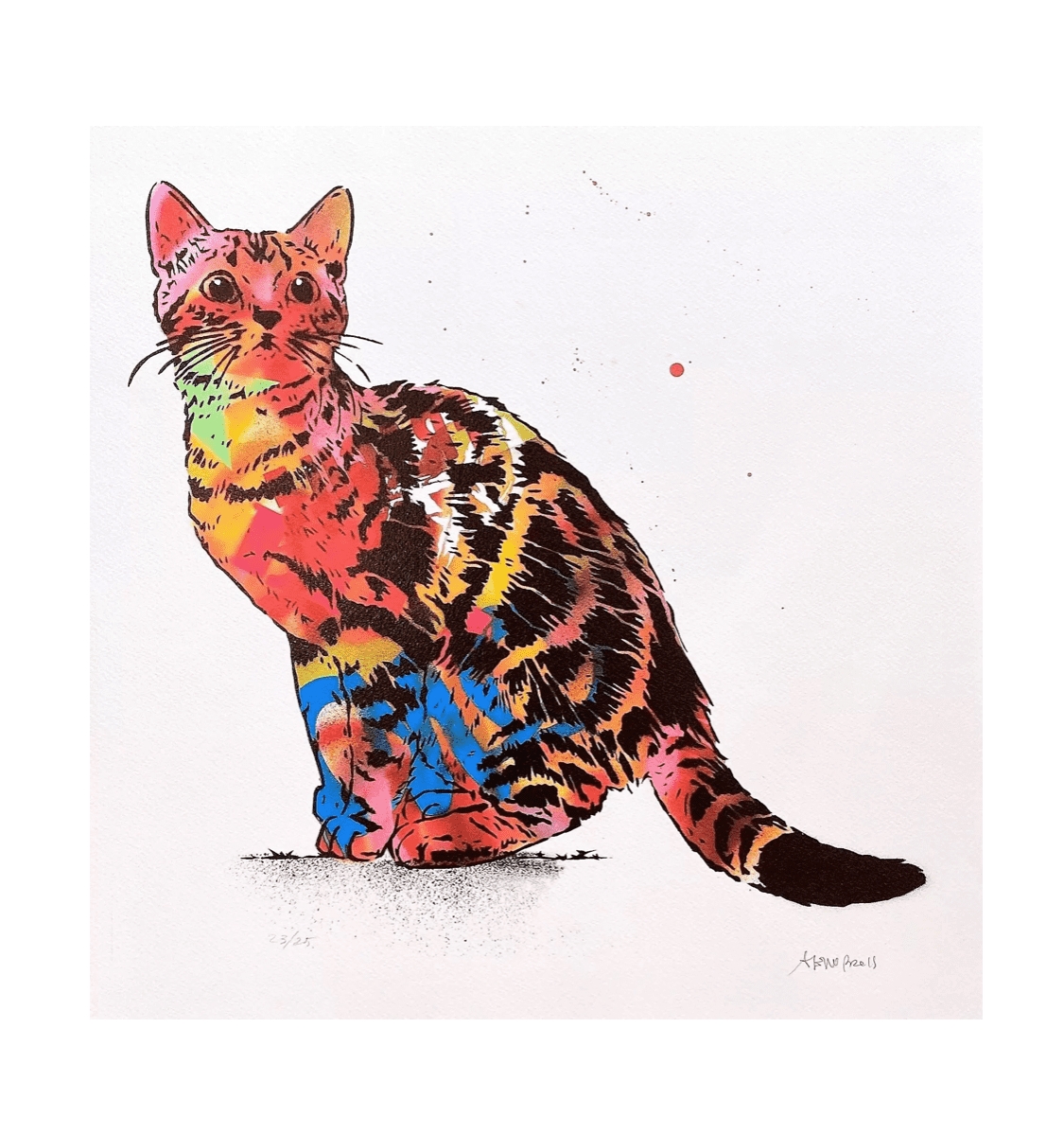 Cat di Alessio-B. Stampa giclée stampa su carta 320 gsm edizione limitata rappresentante un gatto molto colorato | CD Studio d'Arte