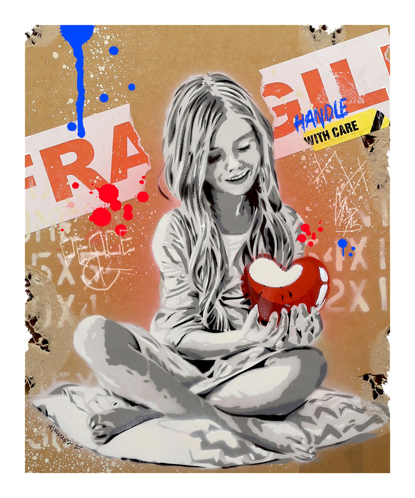 Handle di Alessio-B. Stampa giclée stampa su carta 320 gsm edizione limitata rappresentante una bambina con un cuore in mano | CD Studio d'Arte