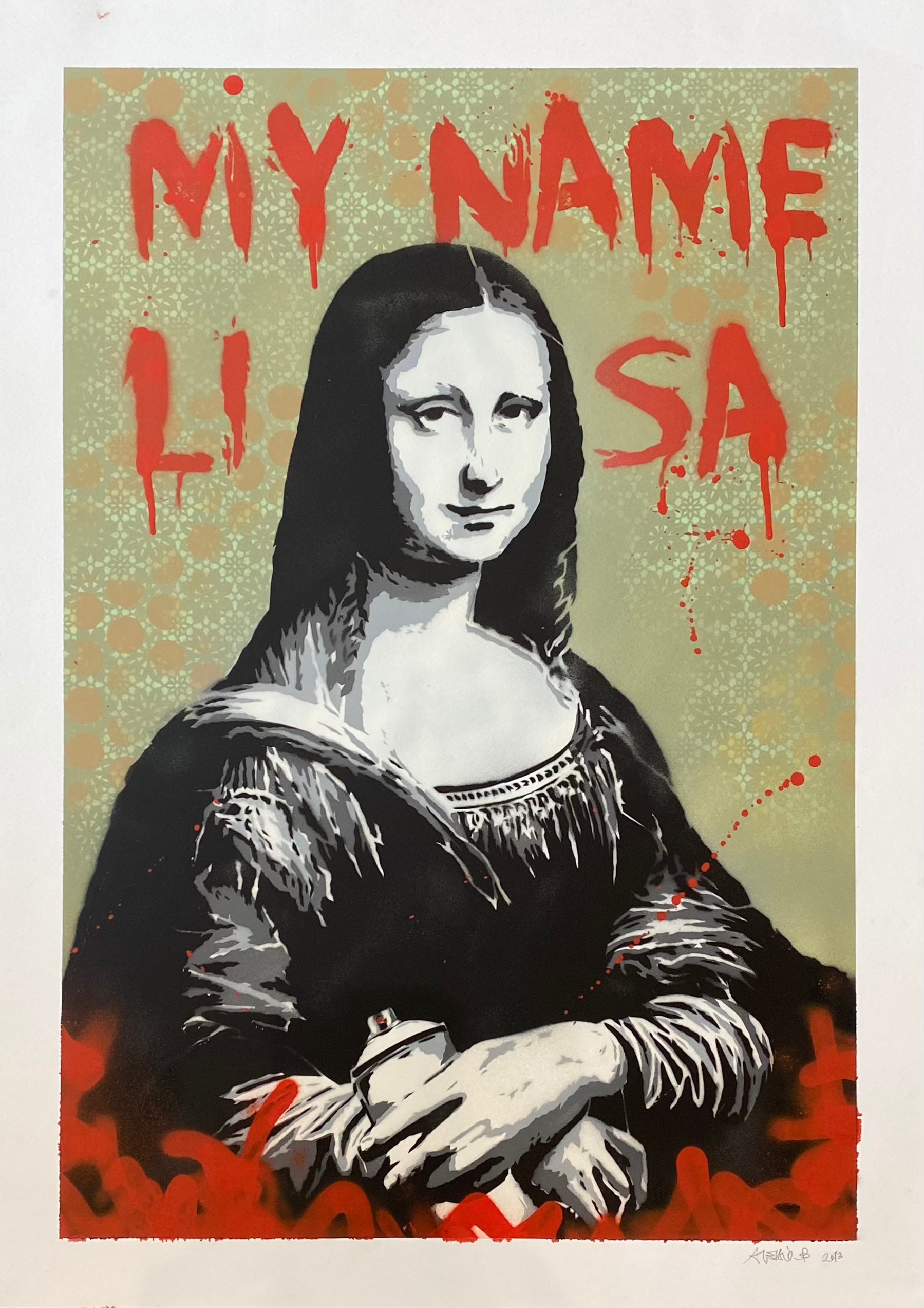 My Name Lisa di Alessio-B. Stampa giclée su carta 320 gsm edizione limitata 1/1 raffigurante l'iconica Monna Lisa di da Vinci rivisitata | Cd Studio d'Arte