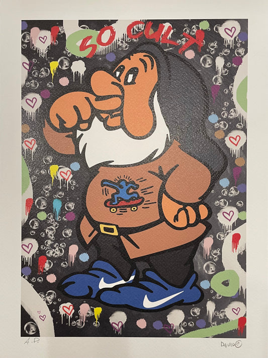 Eolo Omaggio A Keith Haring di David Karsenty. Stampa giclée stampa su carta 320 gsm edizione limitata rappresentante Eolo, il famoso nano disneyano di Biancaneve in versione Art lover  | CD Studio d'Arte