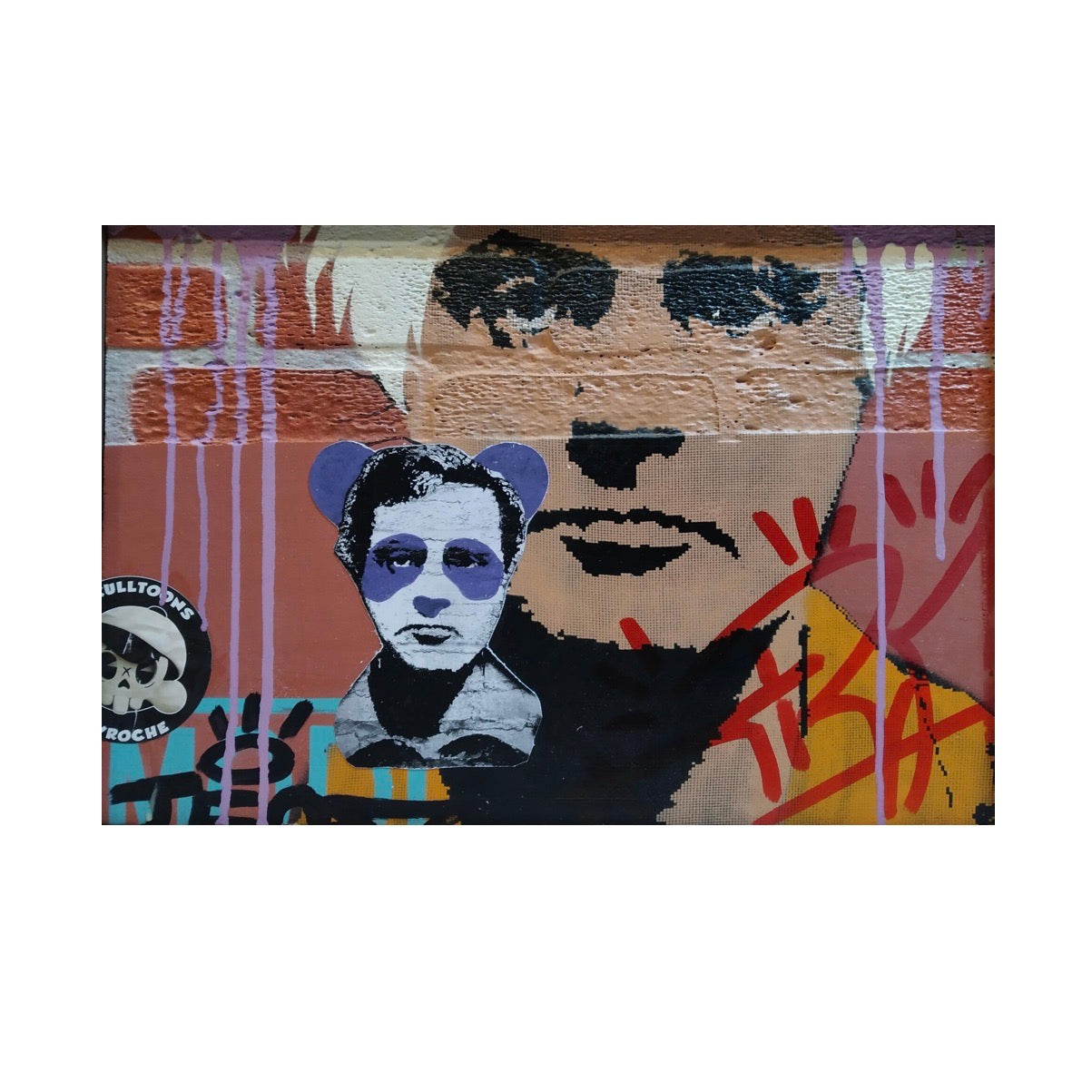 Modì-Andy Lostwall di Shife. Opera unica acrilico e smalto su fusione acrilica in polistirene rappresentante due iconici pittori, ossia Amedeo Modigliani ed Andy Warhol  | CD Studio d'Arte