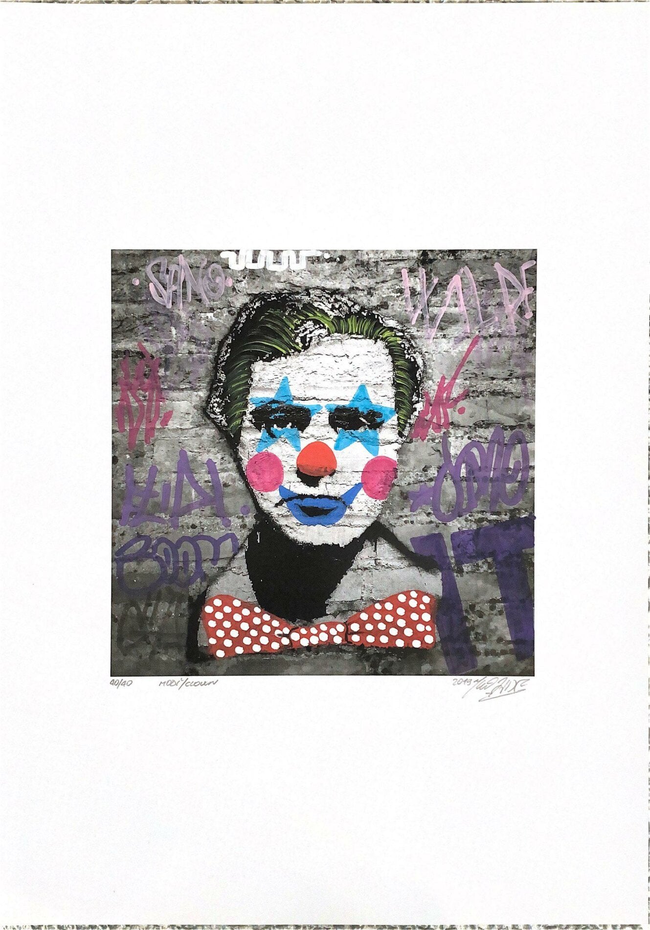 Modì Clown di Shife. Stampa giclée stampa su carta 200 gsm rappresentante un'interpretazione personale del viso di Modigliani, parte di una serie di stampe dell'artista | CD Studio d'Arte