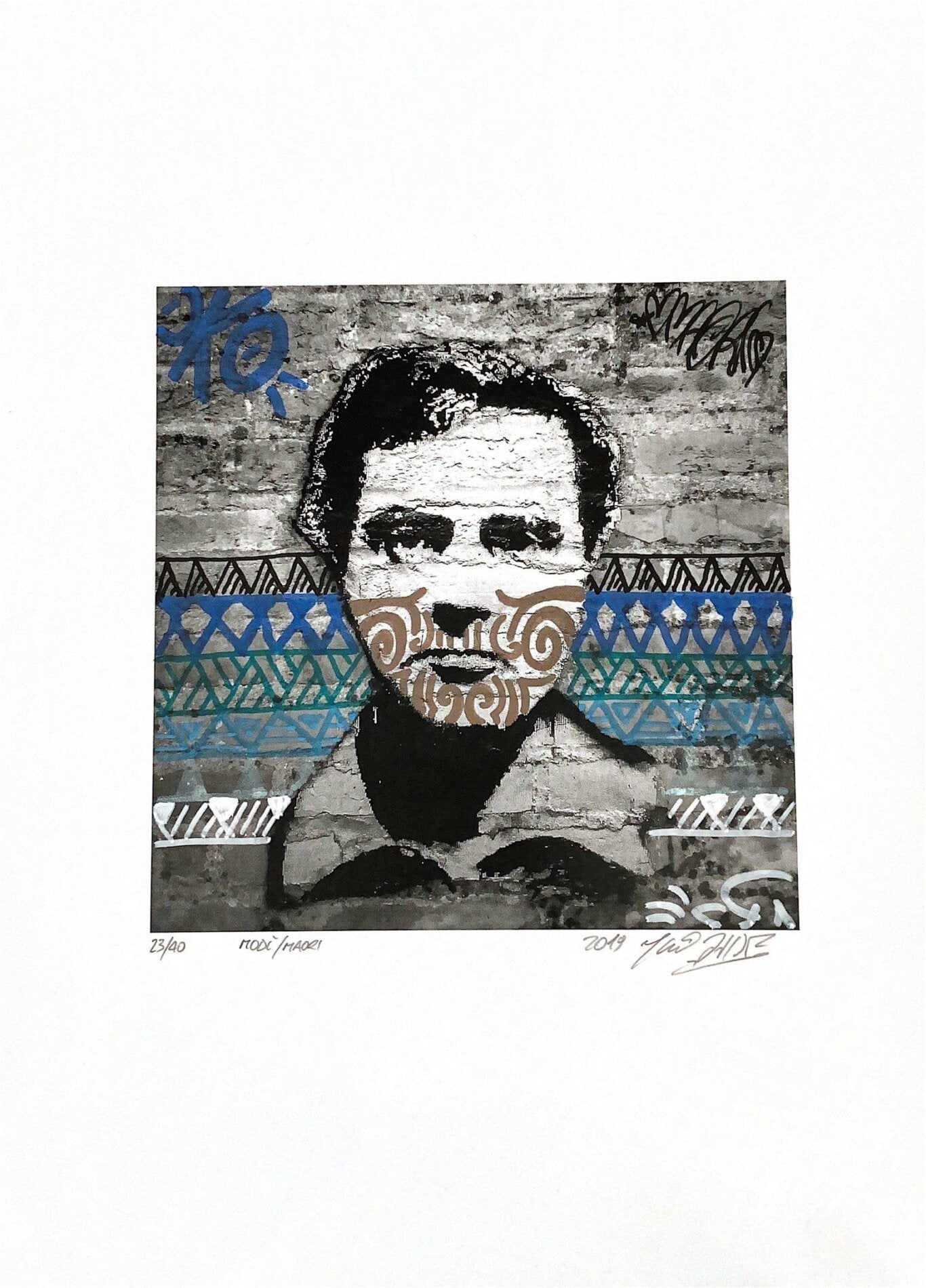 Modì Maori di Shife. Stampa giclée stampa su carta 200 gsm rappresentante un'interpretazione personale del viso di Modigliani, parte di una serie di stampe dell'artista | CD Studio d'Arte