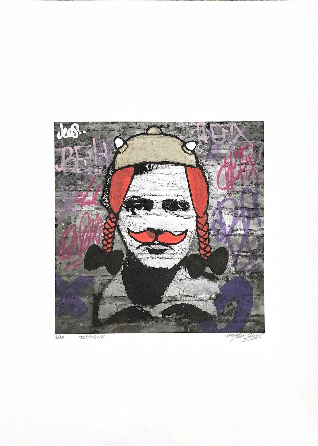 Modì Obelix di Shife. Stampa giclée stampa su carta 200 gsm rappresentante un'interpretazione personale del viso di Modigliani, parte di una serie di stampe dell'artista | CD Studio d'Arte