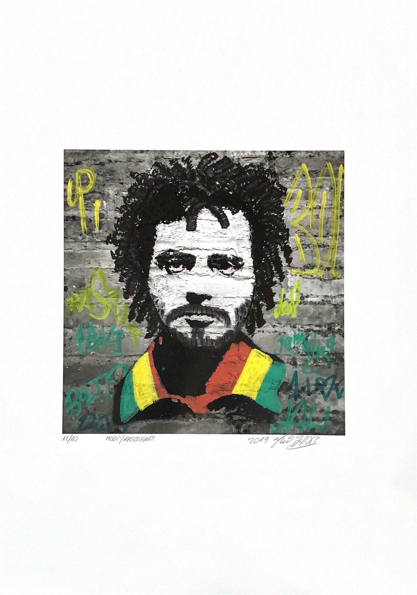Modì Rastafari di Shife. Stampa giclée stampa su carta 200 gsm rappresentante un'interpretazione personale del viso di Modigliani, parte di una serie di stampe dell'artista | CD Studio d'Arte