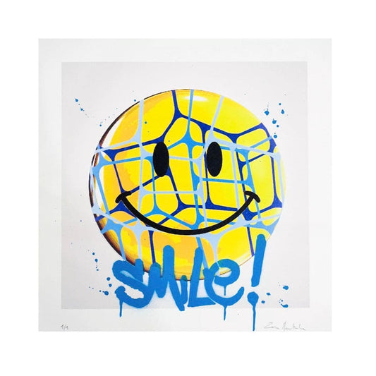 Smile Blue Edition di ZeroMentale. Stampa giclée stampa giclée su carta 320 gsm edizione limitata rappresentante una divertente immagine dello "smile" in stile sinapsi  | Cd Studio d'Arte
