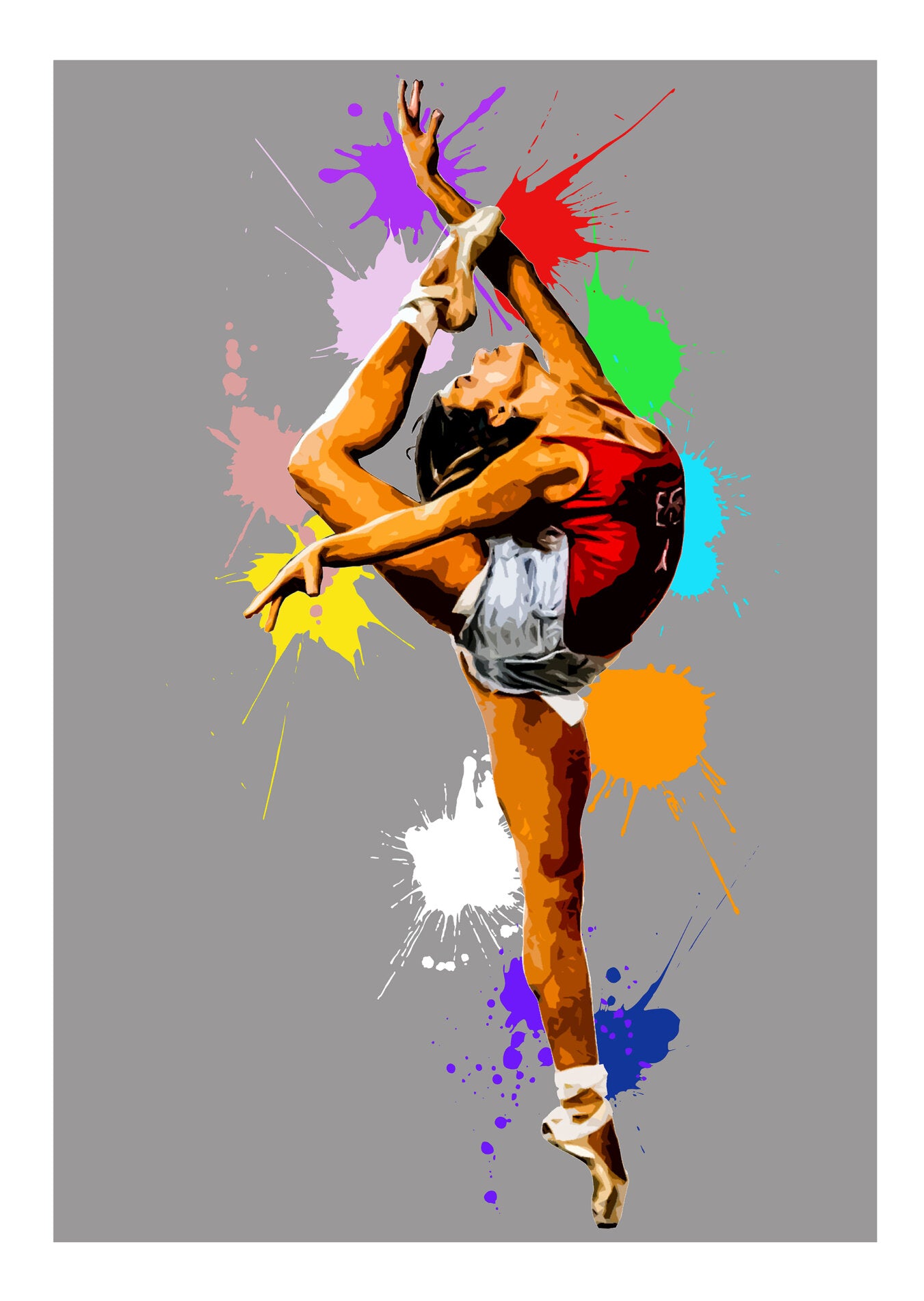 Graceful Full Color di Any. Stampa giclée stampa su carta 320 gsm una ballerina danzante ricca di colore | CD Studio d'Arte
