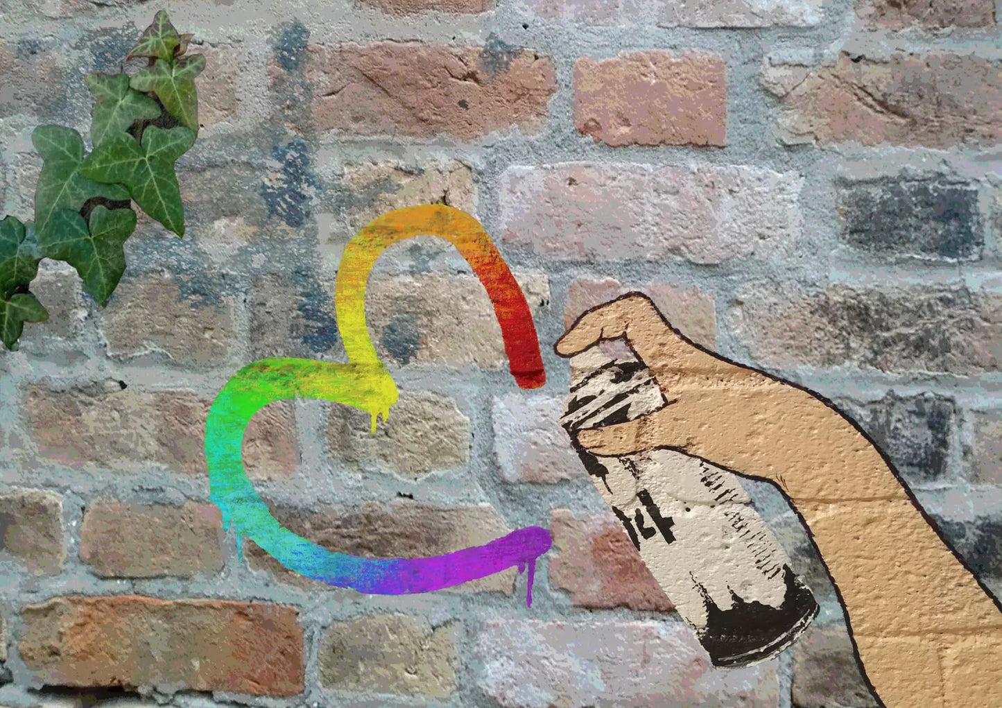 Spread Love Rainbow di Shife. Stampa giclée stampa giclée su carta 320 gsm edizione limitata rappresentante una bomboletta spray che disegna un cuore | Cd Studio d'Arte