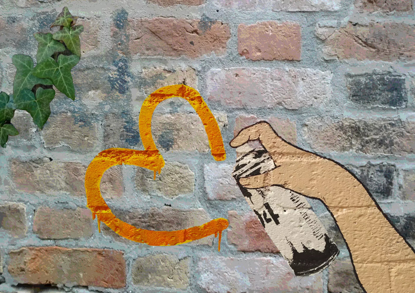 Spread Love Orange di Shife. Stampa giclée stampa giclée su carta 320 gsm edizione limitata rappresentante una bomboletta spray che disegna un cuore | Cd Studio d'Arte