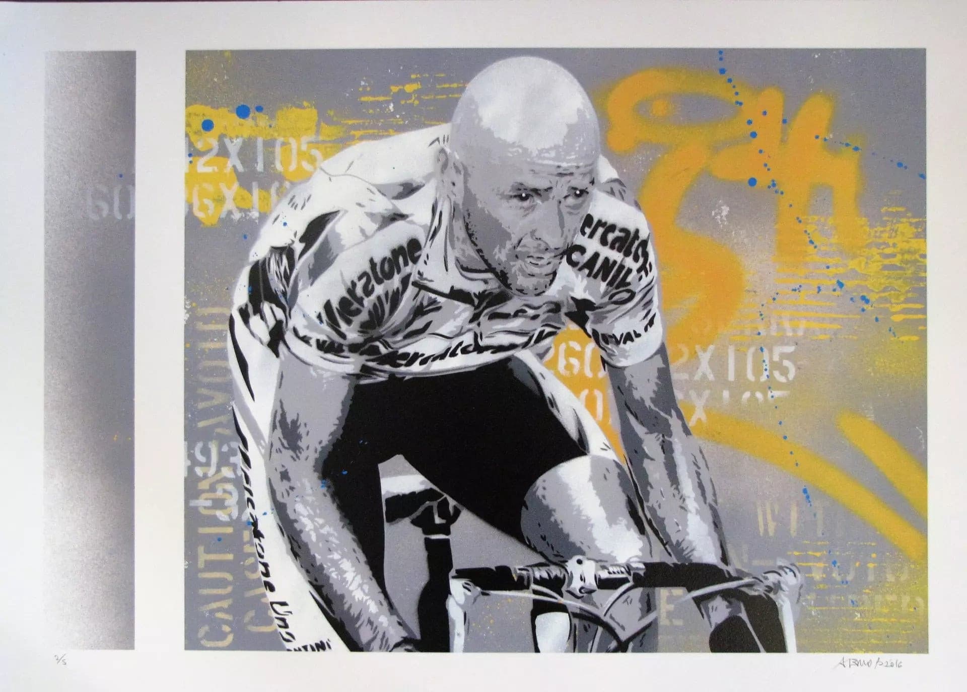 Tribute To Pantani di Alessio-B. Stampa giclée stampa giclée su carta 320 gsm edizione limitata rappresentante un tributo a Marco Pantani | Cd Studio d'Arte
